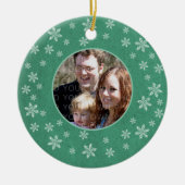 Weiße Schneeflocken Foto Ornament (Vorne)