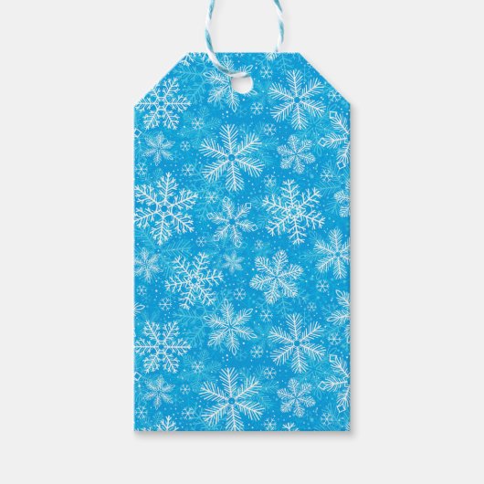 Weiße Schneeflocken Geschenkanhänger (Vorderseite)