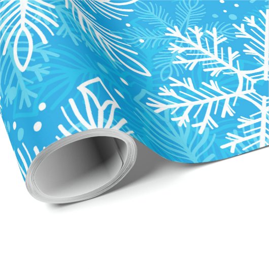 Weiße Schneeflocken Geschenkpapier (Rolleneckpunkt)