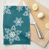 Weiße Schneeflocken  Geschirrtuch (Viertel Falte)