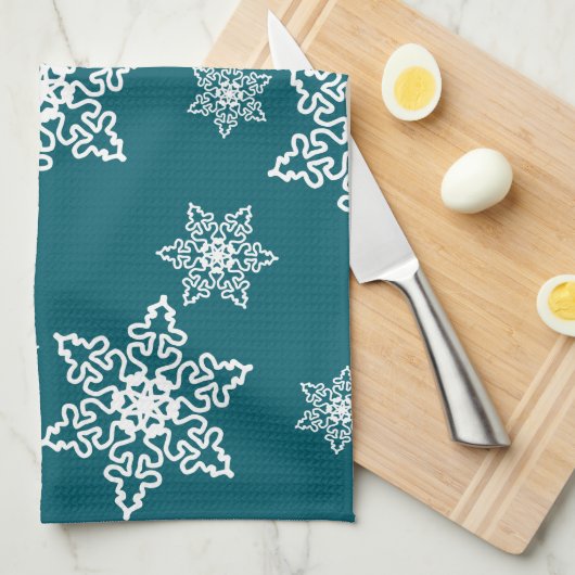 Weiße Schneeflocken Geschirrtuch (Viertel Falte)