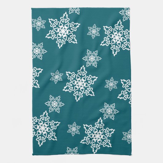 Weiße Schneeflocken  Geschirrtuch (Vertikal)