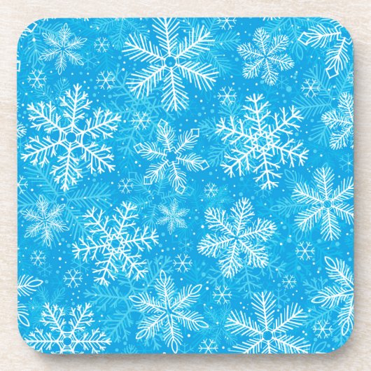 Weiße Schneeflocken Getränkeuntersetzer (Vorderseite)