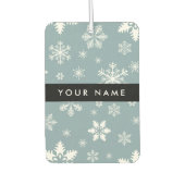 Weiße Schneeflocken, Grau, Ihr Name, Personalisier Autolufterfrischer (Vorderseite)