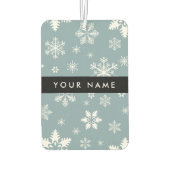 Weiße Schneeflocken, Grau, Ihr Name, Personalisier Autolufterfrischer (Rückseite)