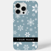Weiße Schneeflocken, Grau, Ihr Name, Personalisier Case-Mate iPhone Hülle (Rückseite)