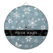 Weiße Schneeflocken, Grau, Ihr Name, Personalisier Dartscheibe (vorne)