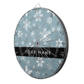 Weiße Schneeflocken, Grau, Ihr Name, Personalisier Dartscheibe (Vorderseite rechts)