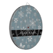 Weiße Schneeflocken, Grau, Ihr Name, Personalisier Dartscheibe (Vorderseite Links)