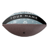Weiße Schneeflocken, Grau, Ihr Name, Personalisier Football (Gedreht 270)