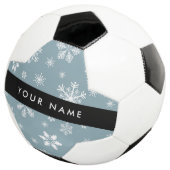 Weiße Schneeflocken, Grau, Ihr Name, Personalisier Fußball (Dreiviertel)