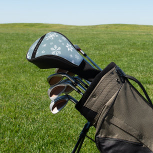 Weiße Schneeflocken, Grau, Ihr Name, Personalisier Golf Headcover