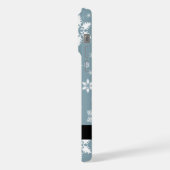 Weiße Schneeflocken, Grau, Ihr Name, Personalisier iPhone Hülle (Linke Seite)