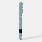 Weiße Schneeflocken, Grau, Ihr Name, Personalisier iPhone Hülle (Rechte Seite)