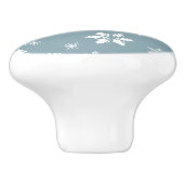 Weiße Schneeflocken, Grau, Ihr Name, Personalisier Keramikknauf (Seitenansicht)