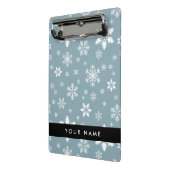 Weiße Schneeflocken, Grau, Ihr Name, Personalisier Mini Klemmbrett (Gewinkelt2)