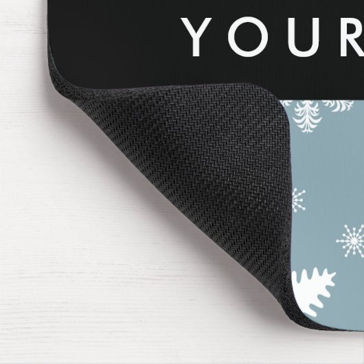 Weiße Schneeflocken, Grau, Ihr Name, Personalisier Mousepad (Ecke)