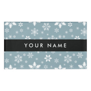 Weiße Schneeflocken, Grau, Ihr Name, Personalisier Namenschild