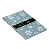 Weiße Schneeflocken, Grau, Ihr Name, Personalisier Notizblock (Rechte Seite)