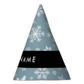 Weiße Schneeflocken, Grau, Ihr Name, Personalisier Partyhütchen (Rechts)