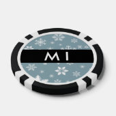 Weiße Schneeflocken, Grau, Ihr Name, Personalisier Pokerchips (Einzeln)