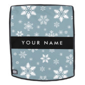 Weiße Schneeflocken, Grau, Ihr Name, Personalisier Rucksack (Abnehmbare Front)
