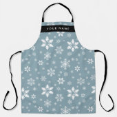 Weiße Schneeflocken, Grau, Ihr Name, Personalisier Schürze (Vorderseite)