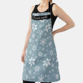 Weiße Schneeflocken, Grau, Ihr Name, Personalisier Schürze (InSitu)