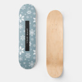 Weiße Schneeflocken, Grau, Ihr Name, Personalisier Skateboard (Vorderseite)