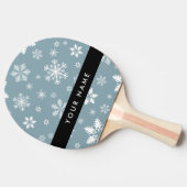 Weiße Schneeflocken, Grau, Ihr Name, Personalisier Tischtennis Schläger (Seitenansicht)