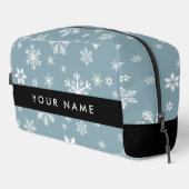Weiße Schneeflocken, Grau, Ihr Name, Personalisier Waschbeutel (Rechte Ecke)