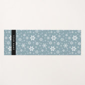 Weiße Schneeflocken, Grau, Ihr Name, Personalisier Yogamatte (Vorderseite (Horizontal))