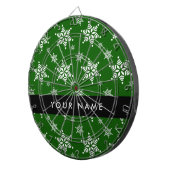 Weiße Schneeflocken, Grün, Ihr Name, Persönlich ge Dartscheibe (Vorderseite rechts)