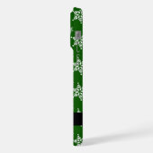 Weiße Schneeflocken, Grün, Ihr Name, Persönlich ge iPhone Hülle (Linke Seite)