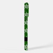 Weiße Schneeflocken, Grün, Ihr Name, Persönlich ge iPhone Hülle (Rechte Seite)