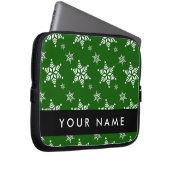 Weiße Schneeflocken, Grün, Ihr Name, Persönlich ge Laptopschutzhülle (Vorne Rechts)