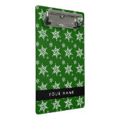 Weiße Schneeflocken, Grün, Ihr Name, Persönlich ge Mini Klemmbrett (Schrägansicht)