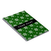 Weiße Schneeflocken, Grün, Ihr Name, Persönlich ge Notizblock (Rechte Seite)
