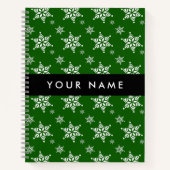 Weiße Schneeflocken, Grün, Ihr Name, Persönlich ge Notizblock (Vorderseite)