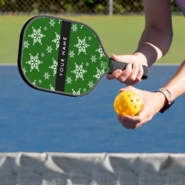 Weiße Schneeflocken, Grün, Ihr Name, Persönlich ge Pickleball Schläger