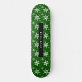 Weiße Schneeflocken, Grün, Ihr Name, Persönlich ge Skateboard (Vorderseite)