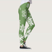 Weiße Schneeflocken - grün Leggings (Rechts)