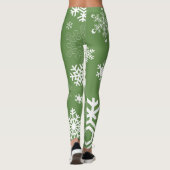 Weiße Schneeflocken - grün Leggings (Rückseite)