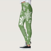 Weiße Schneeflocken - grün Leggings (Links)