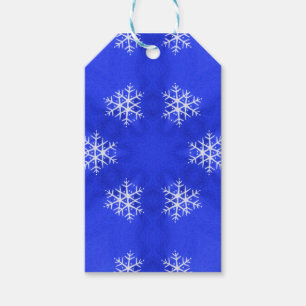 Weiße Schneeflocken Hellblau Hintergrund Geschenkanhänger