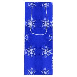 Weiße Schneeflocken Hellblau Hintergrund Geschenktüte Für Weinflaschen