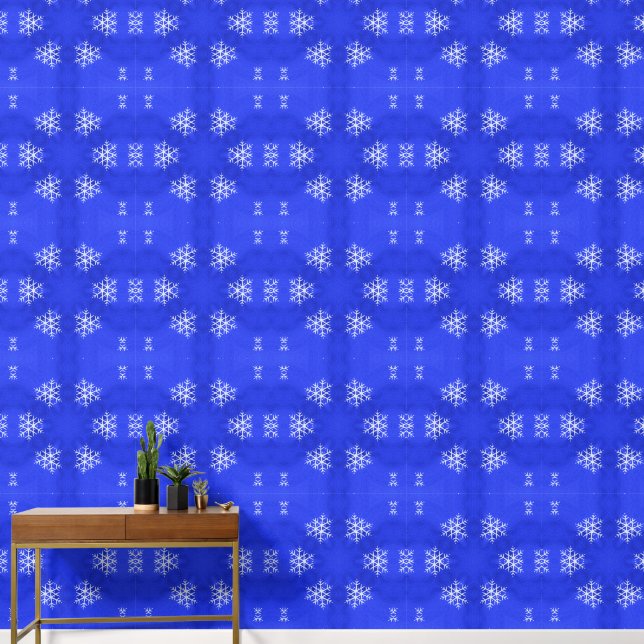 Weiße Schneeflocken Hellblau Hintergrund Tapete (Hausflur)