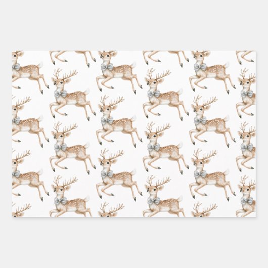 Weiße Schneeflocken-Hirsch-Kokosnussschmuck Geschenkpapier Set (Vorderseite 3)