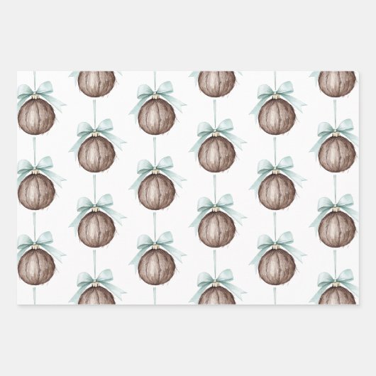 Weiße Schneeflocken-Hirsch-Kokosnussschmuck Geschenkpapier Set (Vorderseite 2)