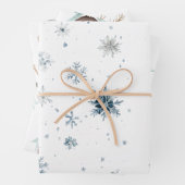 Weiße Schneeflocken-Hirsch-Kokosnussschmuck Geschenkpapier Set (Beispiel)